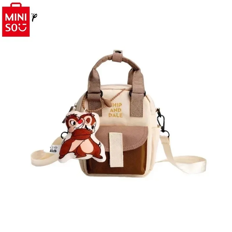 MINISO Disney Carton Chichitti Fashion Canvas Casual Shoulder Bag Women's Large Capacity Storage Crossbody Bag