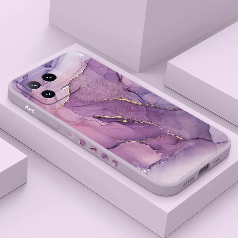Elegant Gold Marble Liquid Silicone Phone Case Cover