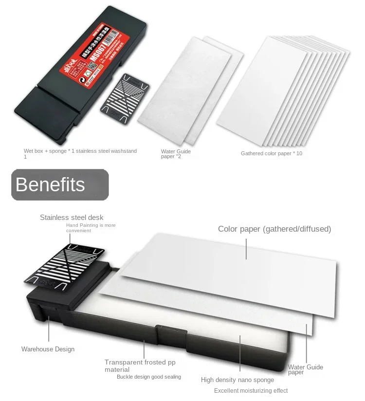 Water-based Paint Set Hand-painting Wet Palette Coloring Tool Pigment Toning Moisturizing Box for Tools Hobby DIY 2