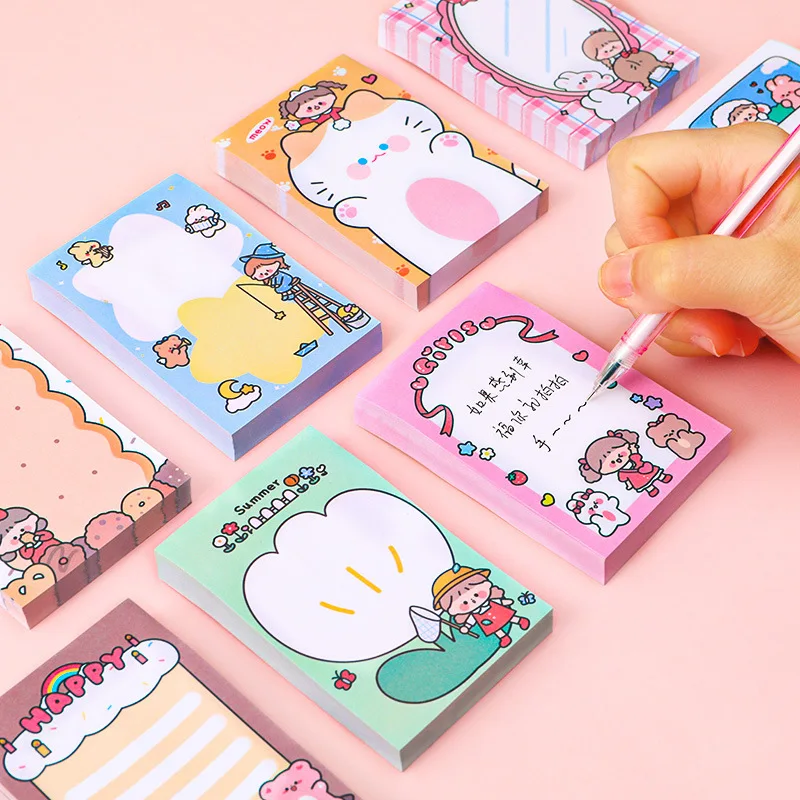 8Pcs/lot 80 Sheets Creative Cut Cartoon Colorful Memo Pad Kawaii Sticky Notes Gift School Stationery Office Supplies Accessories