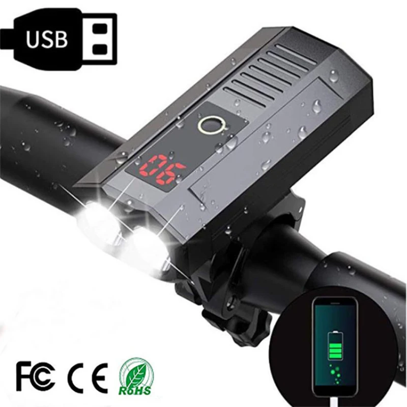 

New5 Modes Headlight 360 Rotation LED MTB Light Waterproof Outdoor Cycling Light Usb Power Bank Non-slip Double L2