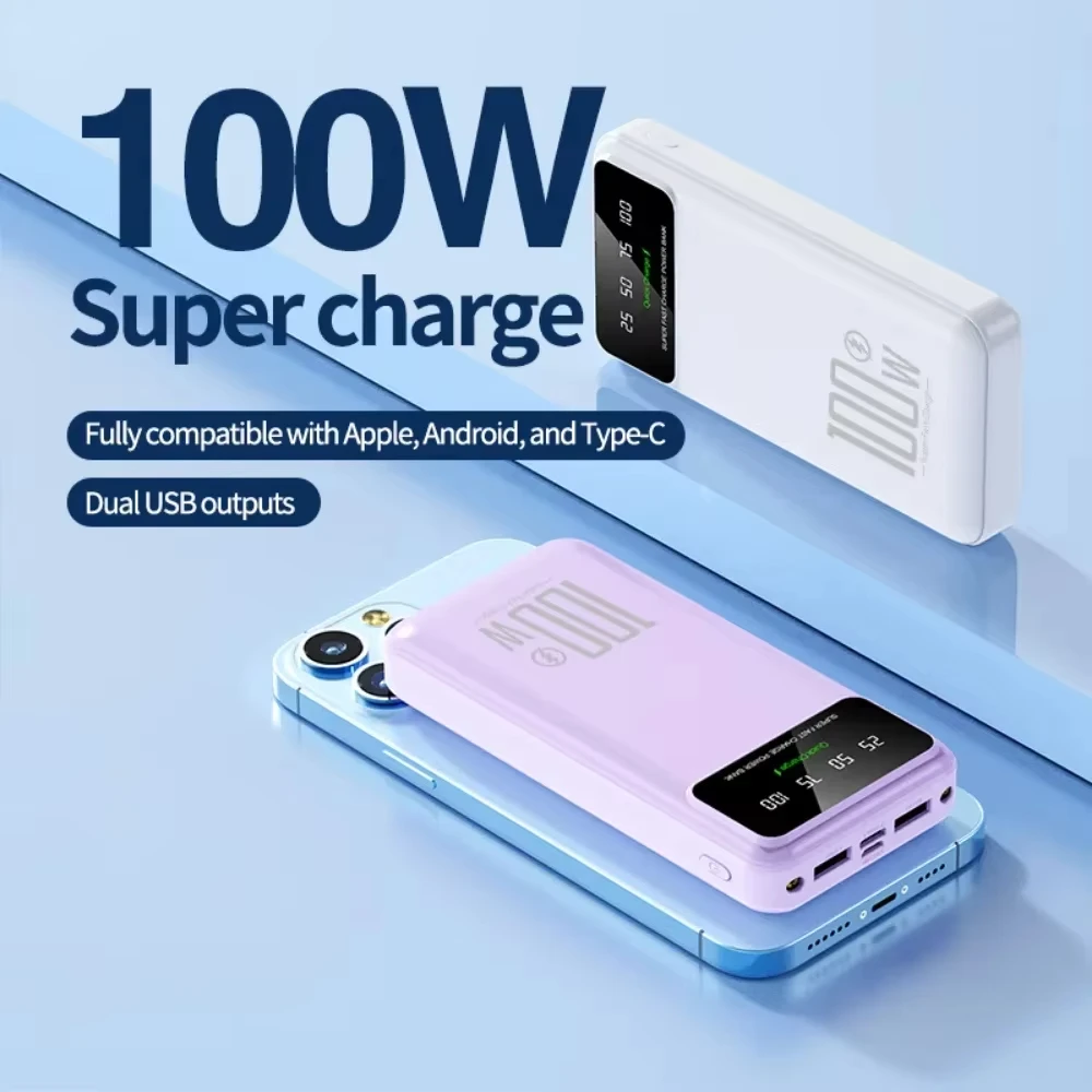 2025 NEW Xiaomi 50000mAh High Capacity 100W Fast Charging Power Bank Portable Charger Battery Pack Powerbank for iPhone Huawei 4