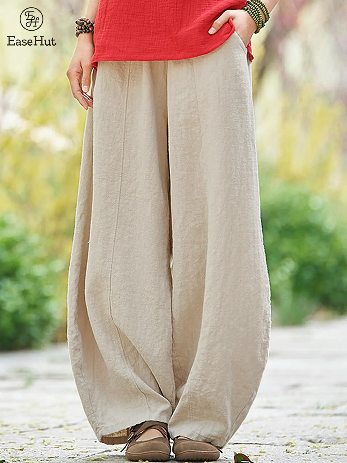 EaseHut Women Loose Casual Pants Wide Legs with Pockets Baggy