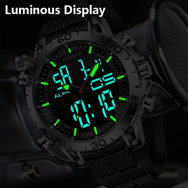 FOXBOX Top Luxury Brand Men's Watches Military Sport Chronograph Fashion Quartz Wristwatch Waterproof Clock Relogio Masculino