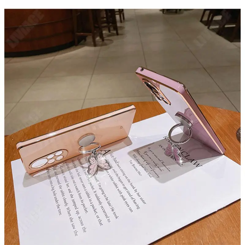 Butterfly Ring Phone Holder Plating Case with Stand Feature