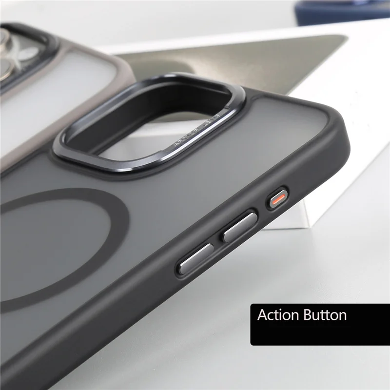 Magnetic Armor Protective Cover Matte Alloy Lens Wireless Charging Magsafe Case for iPhone 15 15Pro 15Plus 15Pro Max