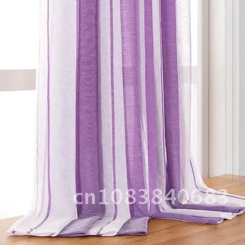 

Simple Striped Modern Tulle Curtains for Living Room Bedroom Kitchen Linen Window Voile Sheer Curtain for Window Tulle BILEEHOME