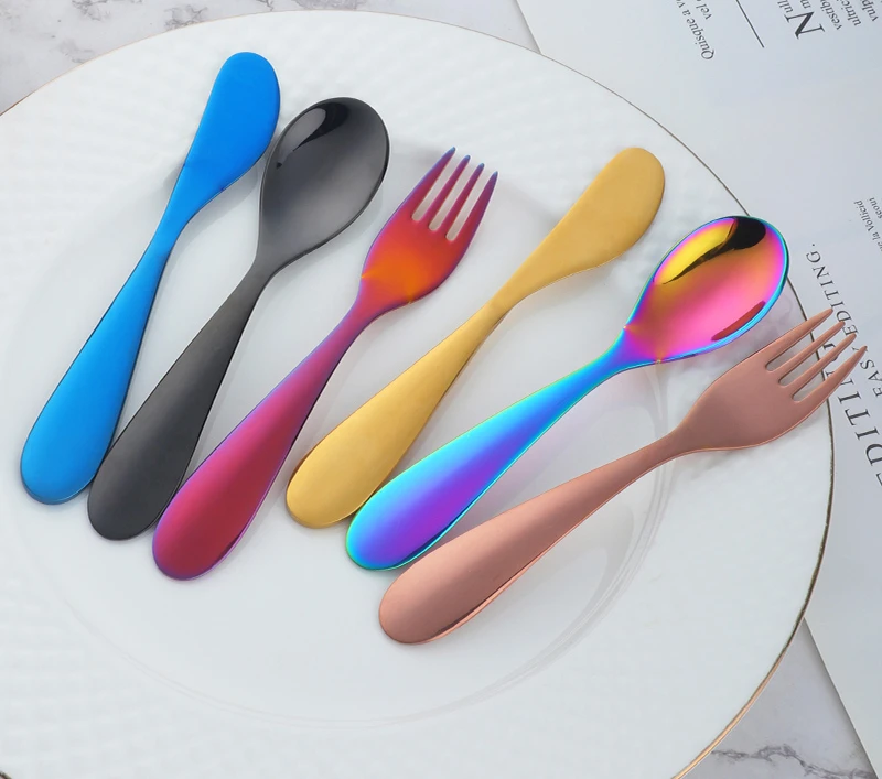 

Stainless Steel Children Cutlery Cute Spoon Fork Knife Set Kids Dishes Baby Feeding Safe Training Flatware Tableware Set3PCS