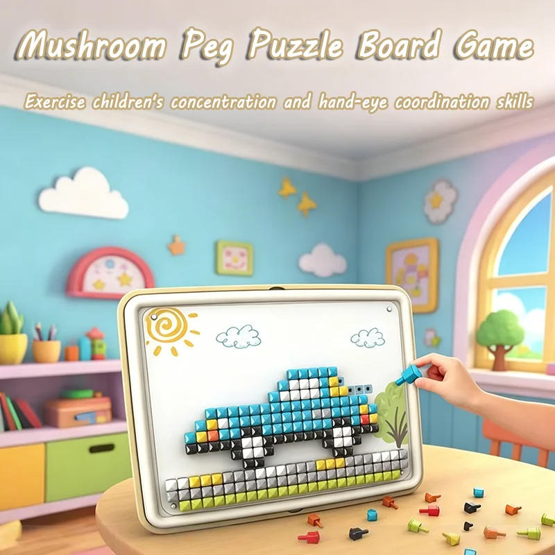 Kid Mushroom Nail Puzzle Creative Activity Toy Montessori Concentration Trainting Fine Motor Skills Development Intelligent Game