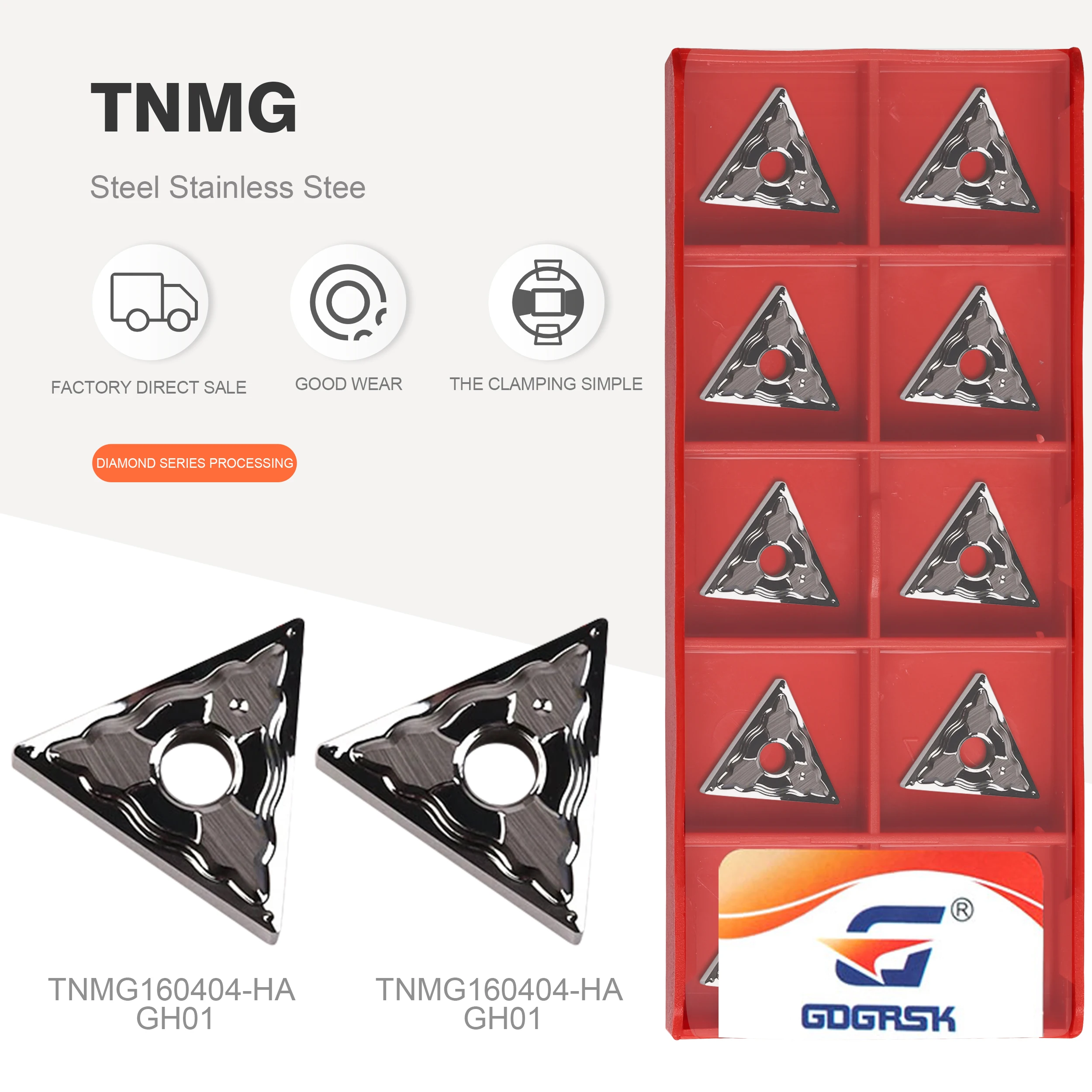 

TNMG160404-HA GH01 TNMG160402-HA GH01 TNMG160408-HA GH01 aluminum insert CNC lathe external turning tool for aluminum processing