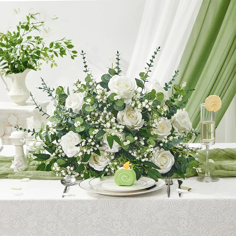 20 Stück Künstliche Eukalyptusblätter Stiele Silberdollar-Blatt-Dekoration Kunstpflanzen für DIY Hochzeitssträuße Blumendekoration – Detail 8