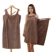 Bathroom Women Bamboo Fiber Bath Towels for adults Wearable Bathrobe Wrap Towel Solid Color Bath Gown serviette de bain toalha 1