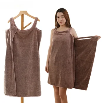 Bathroom Women Bamboo Fiber Bath Towels for adults Wearable Bathrobe Wrap Towel Solid Color Bath Gown serviette de bain toalha 1