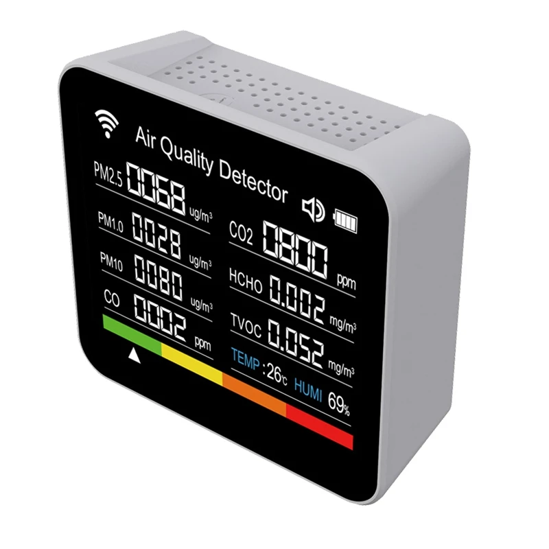 

15 In 1 Air Quality Tester Multifunctional Digital PM2.5 PM1.0 PM10 PM10 HCHO TVOC CO CO2 Meter For Home/Office Durable