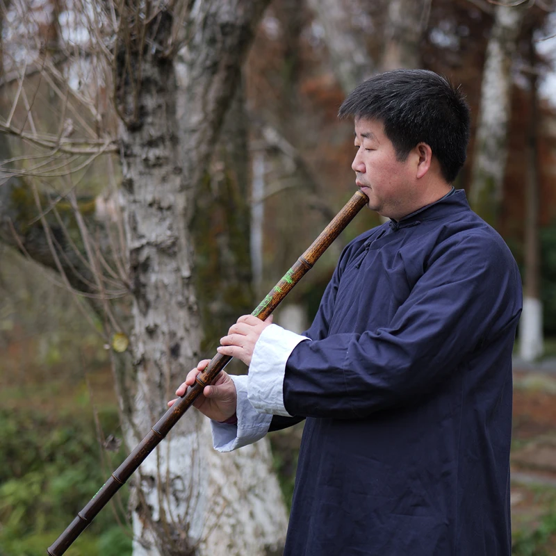 YPXD Purple Bamboo Xiao Traditional Chinese Bamboo-Pattern Professional Flute dongxiao, 8-Hole G/F/E/D Keys