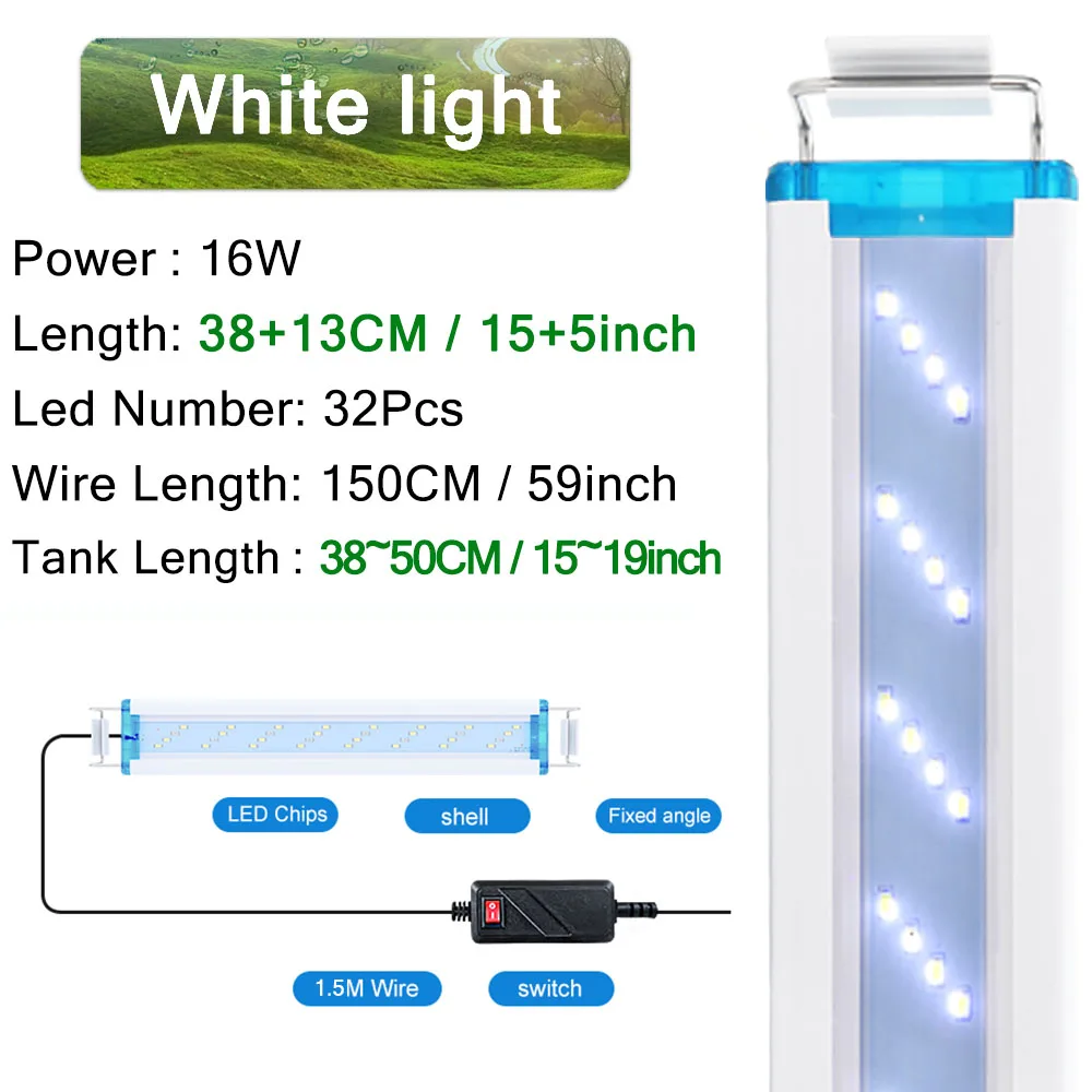 18-75CM Super Slim LEDs Aquarium Lighting Aquatic Plant Light Extensible Waterproof Clip on Lamp For Fish Tank 90-260V silent aquarium air pump Aquariums & Tanks