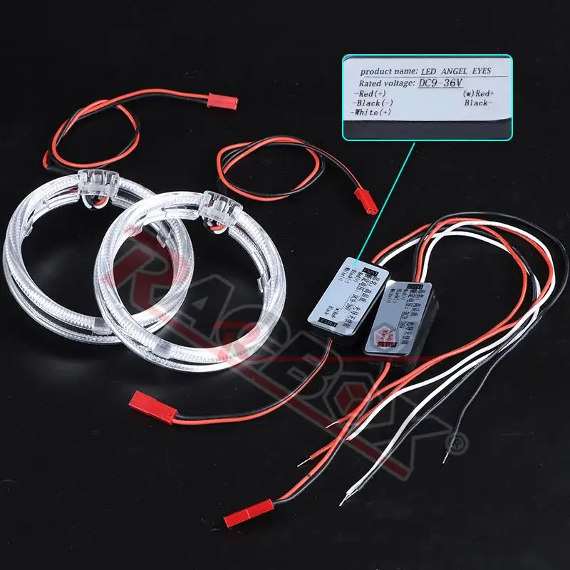 80mm LED Angel Eye Halo with White Red Blue LED Ring Black