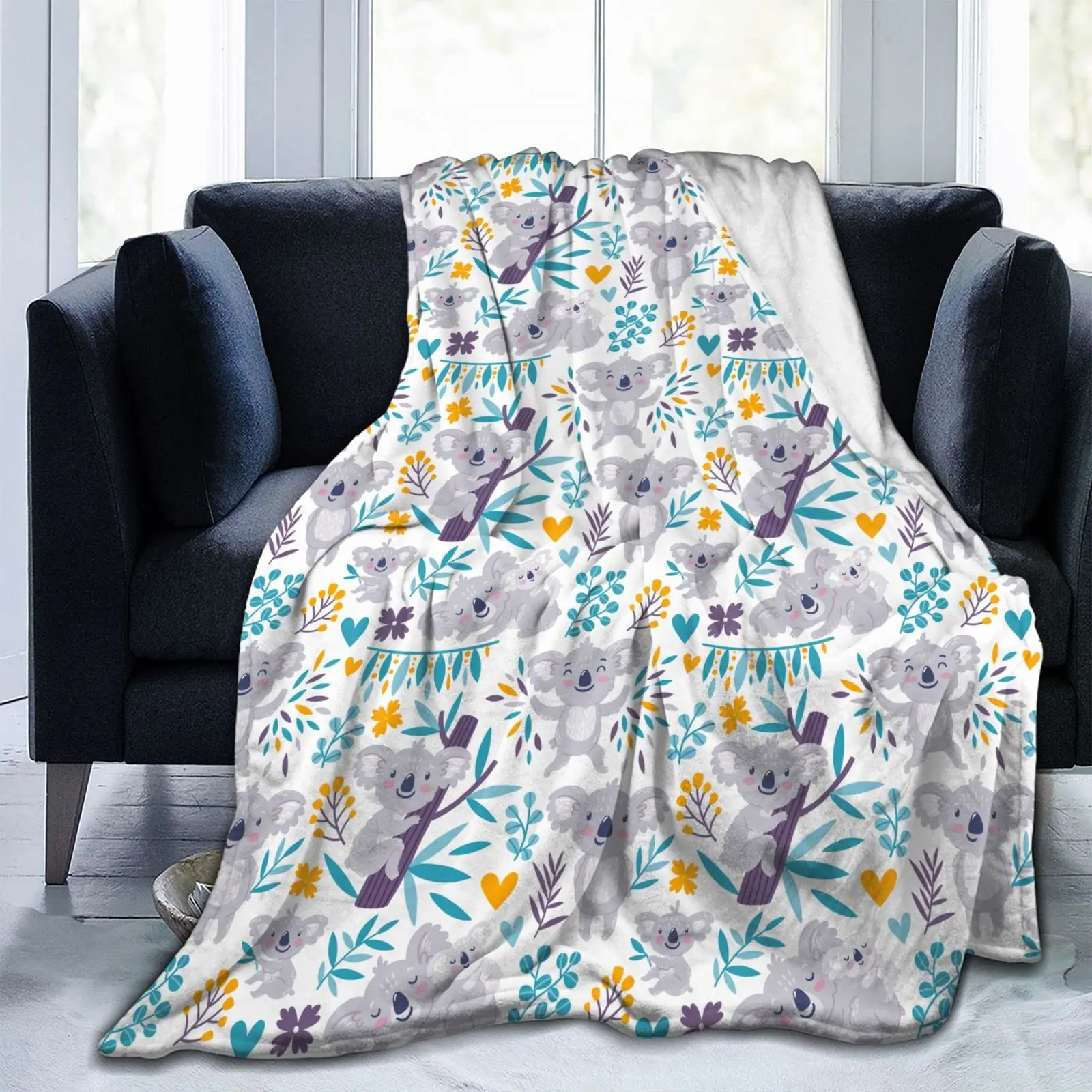 

Australian Koala Bear Flannel Blankets 3D Print Fashion Sofa Bedding Sofa Bedspread for Plush Quilt Student Blanket Travel Youth