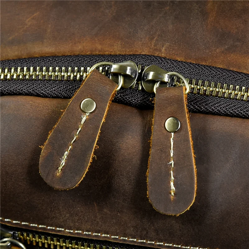 Leather College Backpack For Men