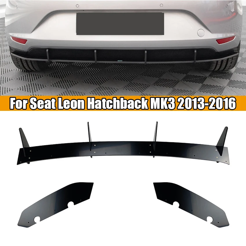 

Автомобильный диффузор для заднего бампера, защита спойлера для Seat Leon Hatchback MK3 2013-2016, черные защитные разделители для заднего бокового бампера