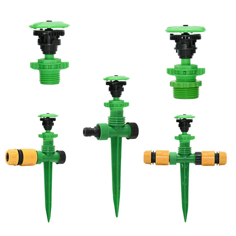 Garden Irrigation Sprinkler 360 Degrees Auto-rotate Nozzle Agricultural Garden Watering With 1/2" Plastic Spike Support
