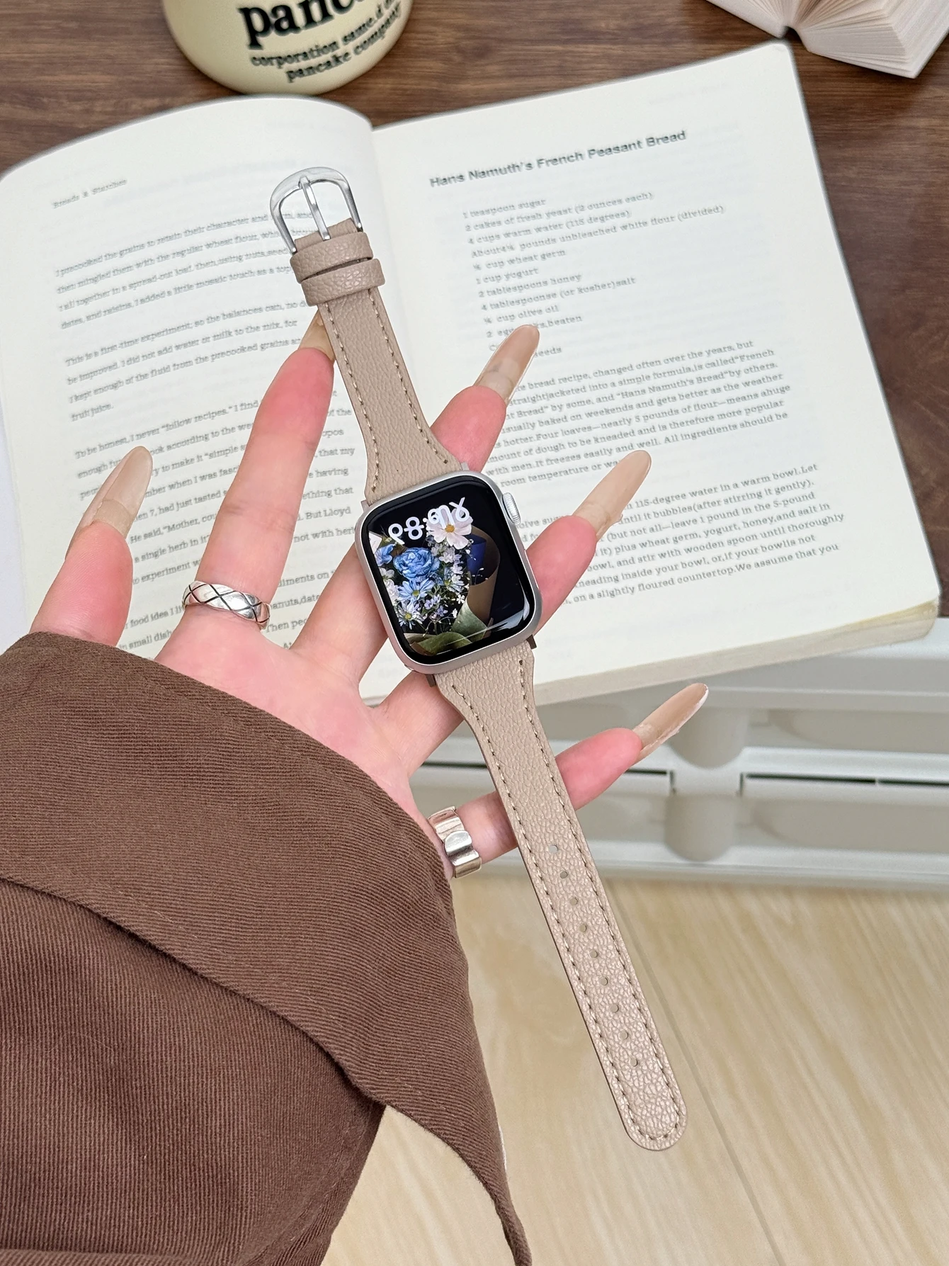 Elegant Coffee Brown Leather Loop Watch Band