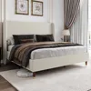 Queen Bed Frame Upholstered Beds 51.2" High Platform Beds with Wingback Headboard/No Box Spring Needed, Queen Bed Frame 1