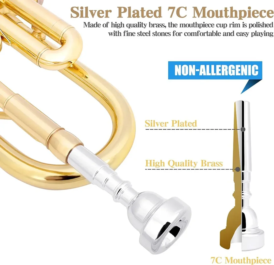 SLADE Bb Trumpet Brass Instrument Standard Brass Trumpet Set for