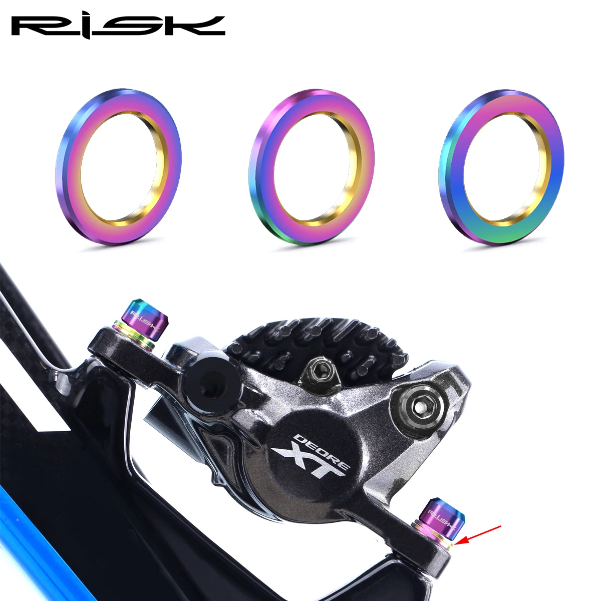 

RISK 4/6/10pcs M5/M6 Bicycle Screw Washer Titanium Alloy Bolts Flat Washer Lightweight Adjustable Spacer for MTB Road Bike Parts