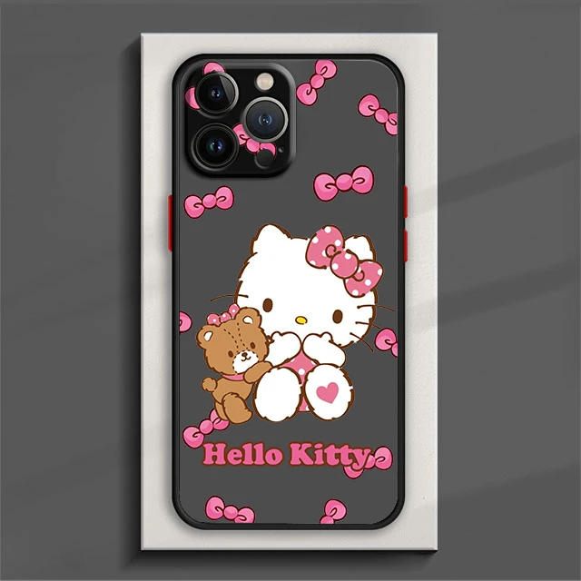 thumbnail image 1 of Sanrio-funda de Hello Kitty para teléfono, carcasa translúcida esmerilada para iPhone 15, 14, 13, 12, 11 Pro Max, mini, XS, XR, X, 8, 7, 6 Plus, SE, 1 of 5