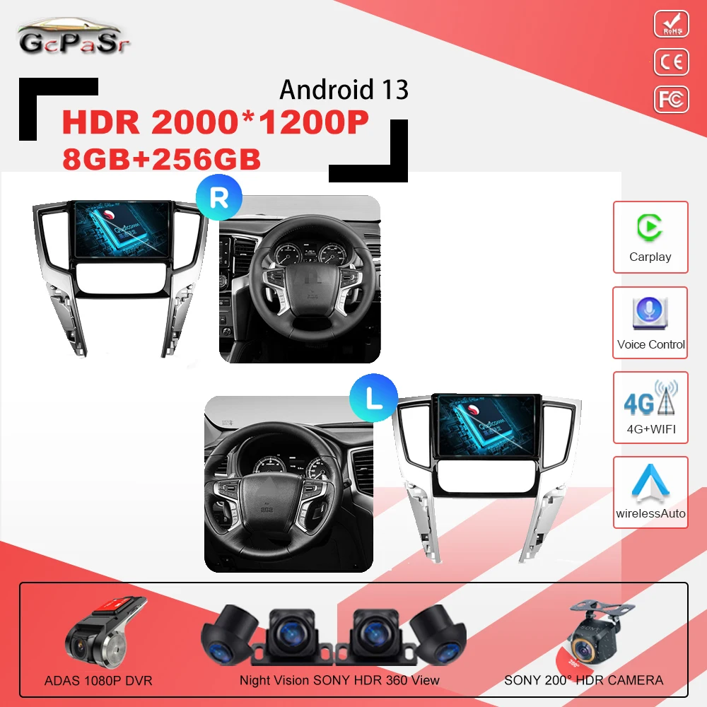 

For Mitsubishi L200 5 LHD RHD 2018 - 2020 Car Radio Multimedia Video Player Navigation GPS Android13 No 2din dvd GPS