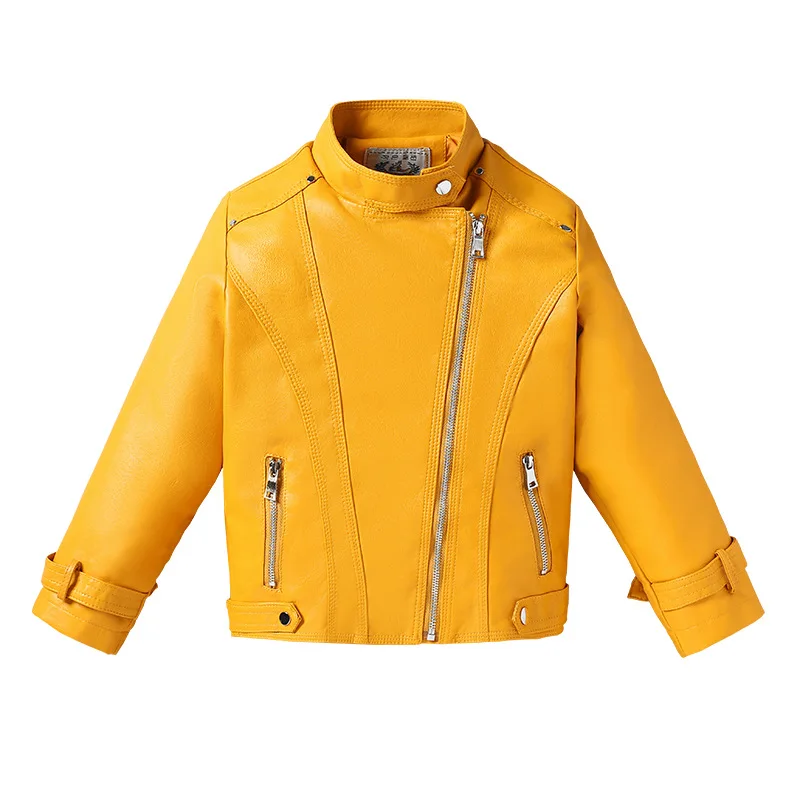 Children's Clothing Autumn New Boys And Girls Leather Jacket Stand Collar Korean Baby Girl