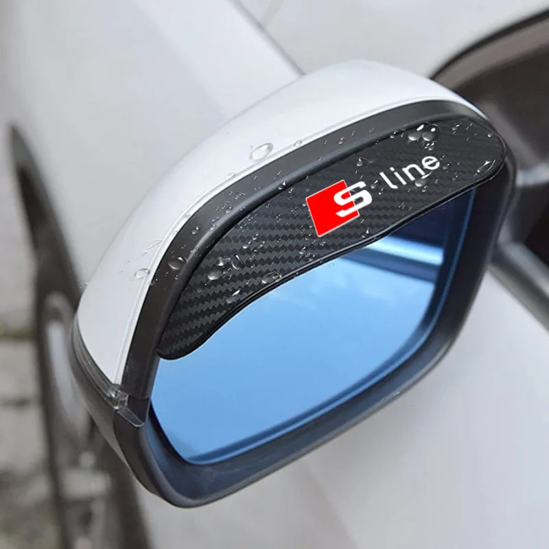 Carbon fiber Car Rearview Mirror Rain Eyebrow Sticker 2pcs For Audi S line A1 A3 A4 A5 A6 A7 A8 Q1 Q2 Q3 Q5 Q6 Q7 Q8 Accessories