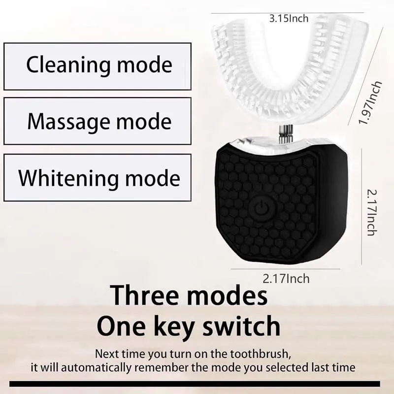 LED 디스플레이 USB 타입-C 자동 전동 칫솔 성인 학생용 U자형 부드러운 칫솔모 IPX7 방수 미백 기능