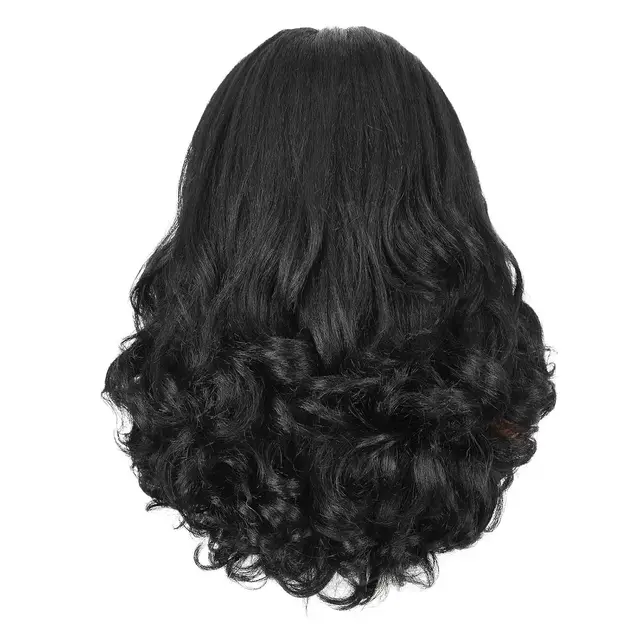 Synthetic Hair Headband Wig Yaki Curly Ends 16inch Middle Long Black Wig Female Kinky Straight for Black Women High Quality 3
