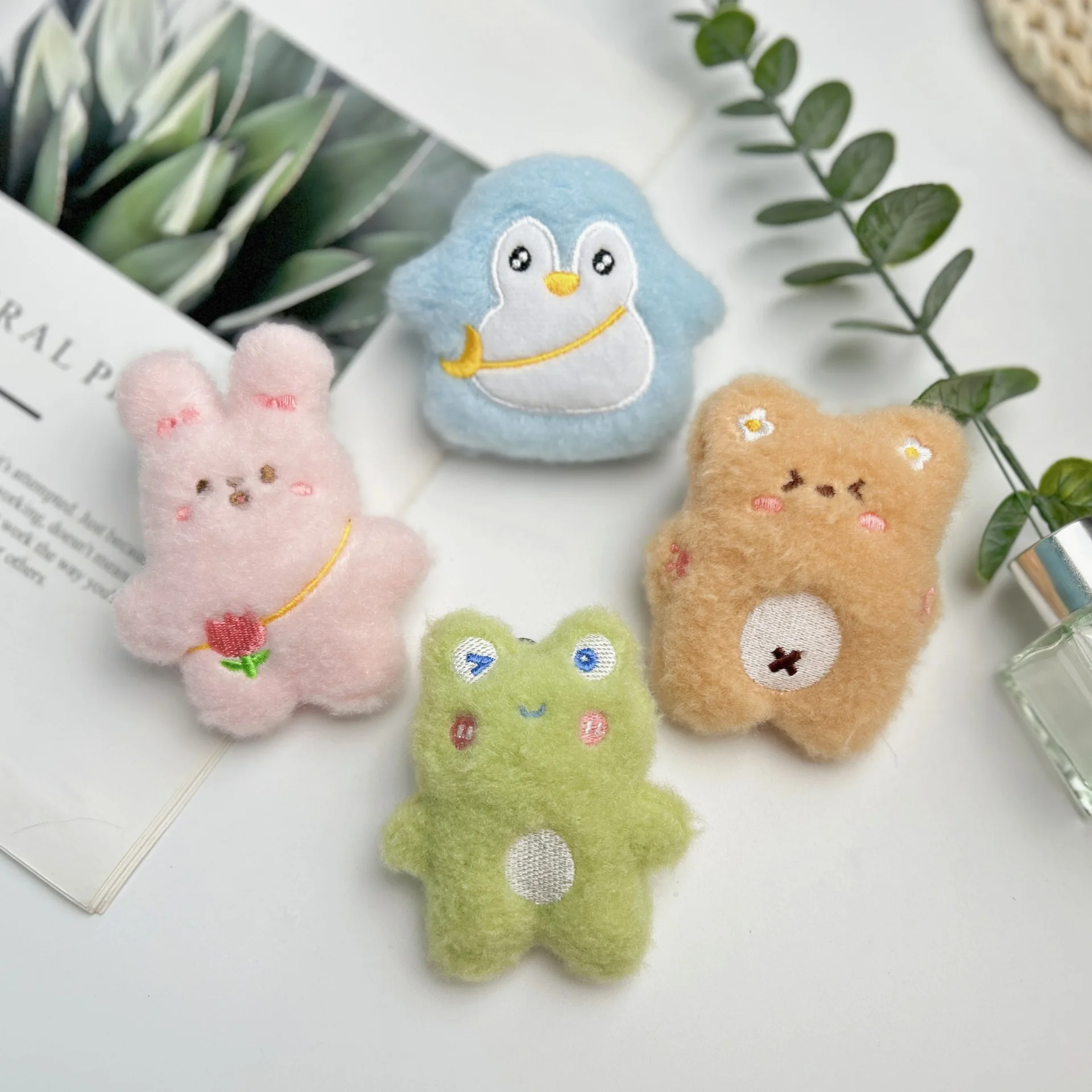 New cartoon plush pendant bear rabbit penguin frog squeak bag accessories claw machine