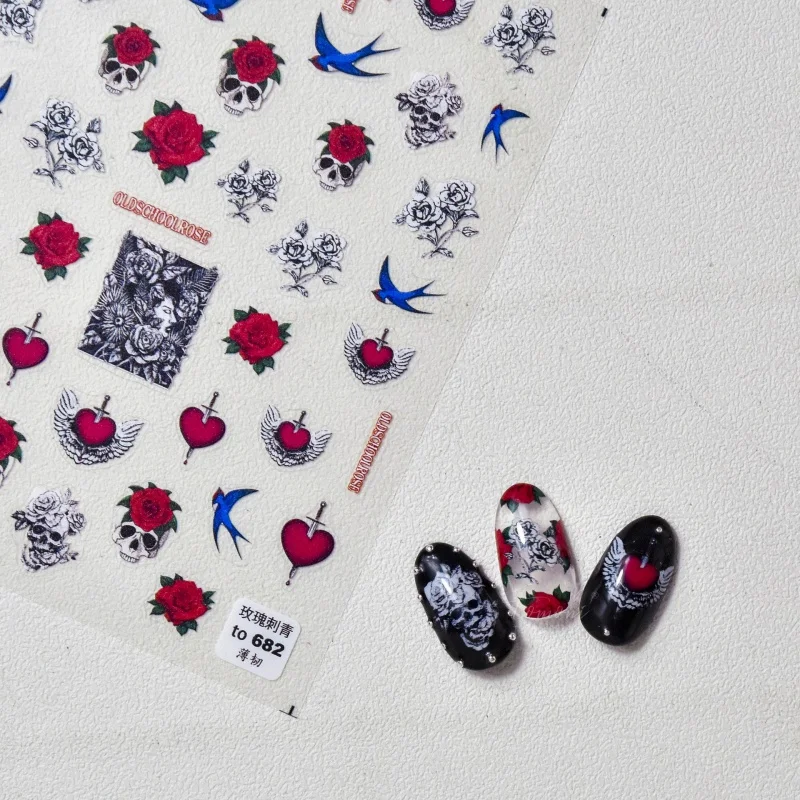 

[Meow.Sensei] Thin Tough 682 Hot Adhesive Cute Nail Stickers Japanese Stickers Nail Sticker Paper Rose Tattoo