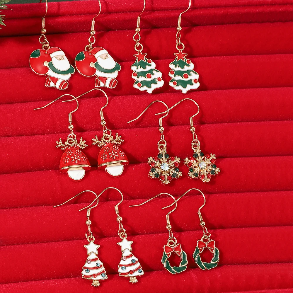 50 Stück Weihnachtsohrringe für Frauen, Weihnachtsmann, Weihnachtsbaum, Schneemann, Tropfenohrringe, Weihnachtsüberraschungsgeschenk – Detail 3