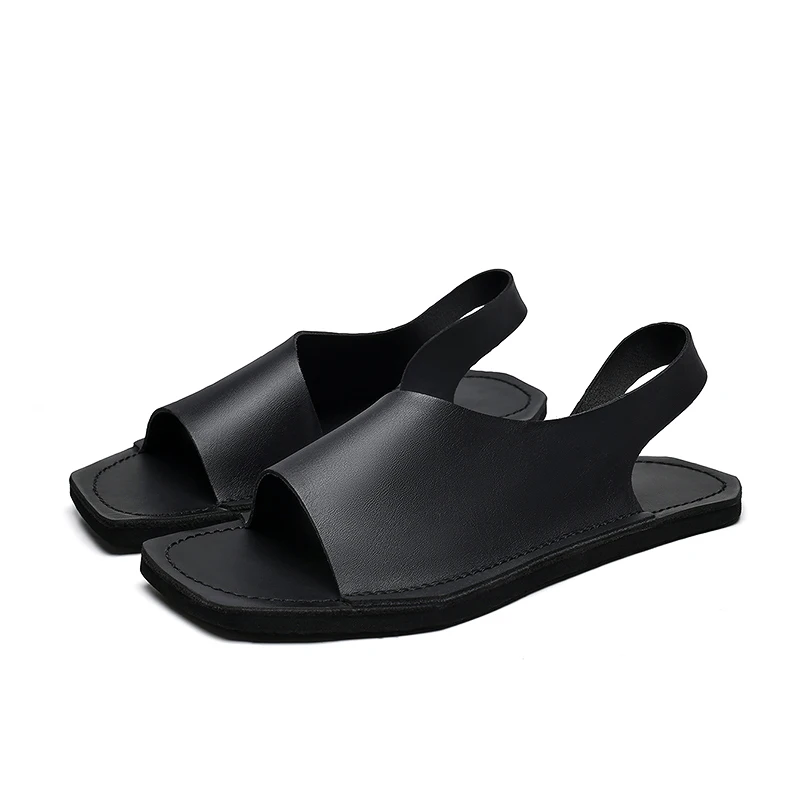 Designer Leather Sandals For Men Casual Summer Beach Slides_voghion.com