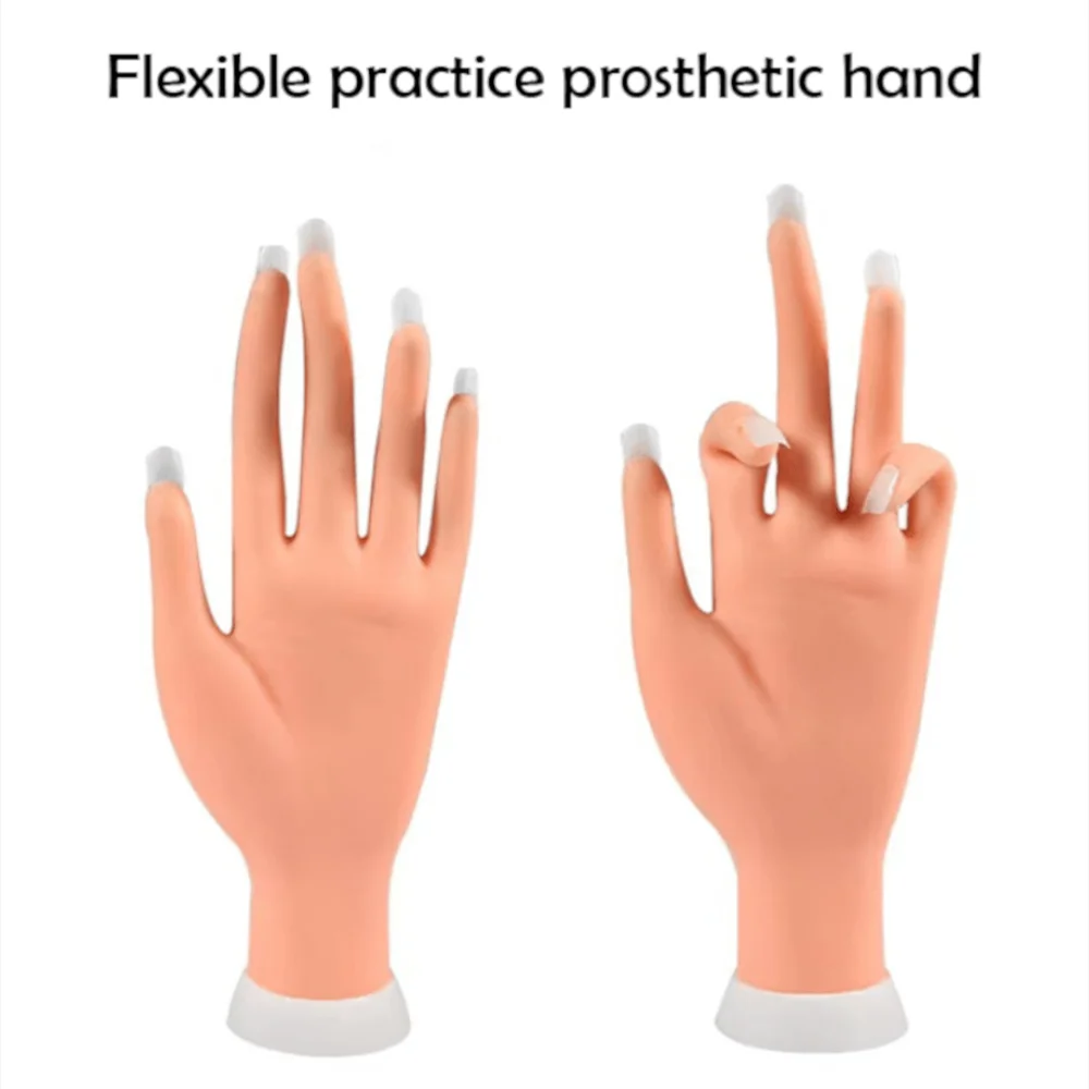 Professional Silicone Nail Practice Hand with Flexible & Poseable Fingers Nail Art Training Hand Model Left Fake Hand