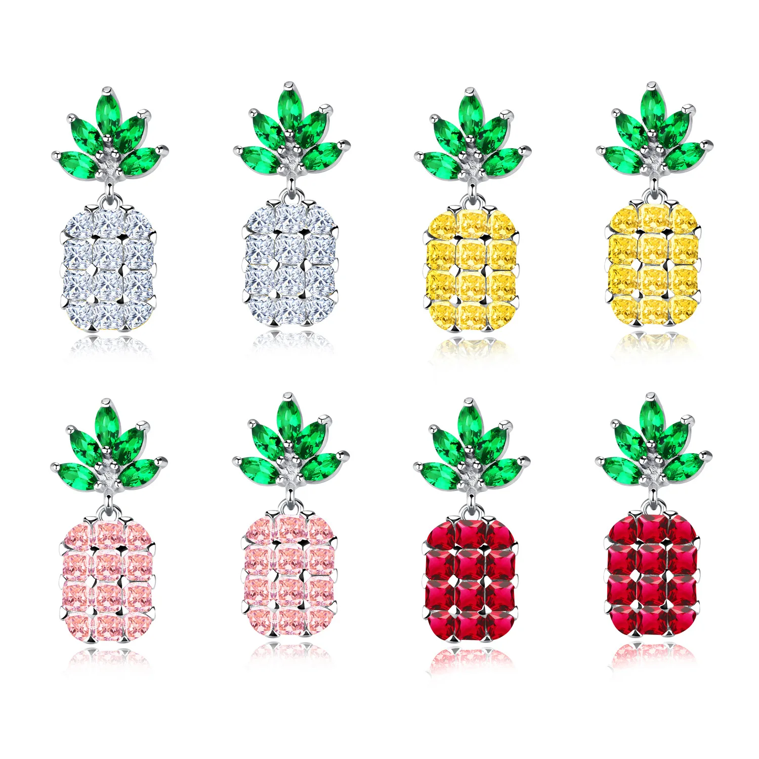 

Micro Inset Women's Earpins Japanese And Korean Summer Temperament Zircon Fruit Pineapple Earrings Female