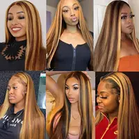 250 densité mettre en évidence Ombre 13x4 dentelle avant perruque cheveux humains 13x6 miel blond droit 13x6 P4/27 couleur HD dentelle frontale perruques 6