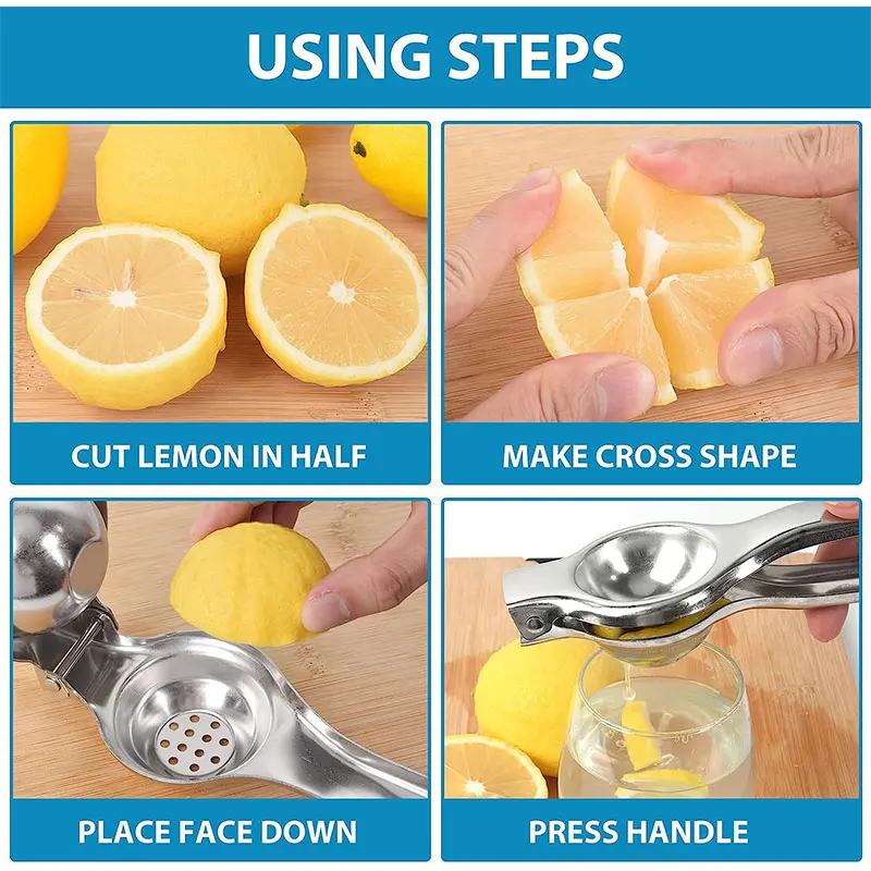 Gold Lemon Squeezer 304 Stainless Steel Citrus Press Duty Fruit