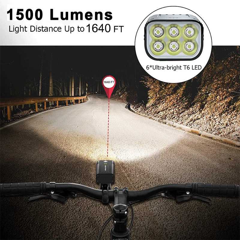 X-TIGER Fahrradlicht Set, USB wiederaufladbar 8 LED 10000mAh Fahrrad  Frontlichter Scheinwerfer, IPX5 wasserdichtes Frontlicht Rücklicht