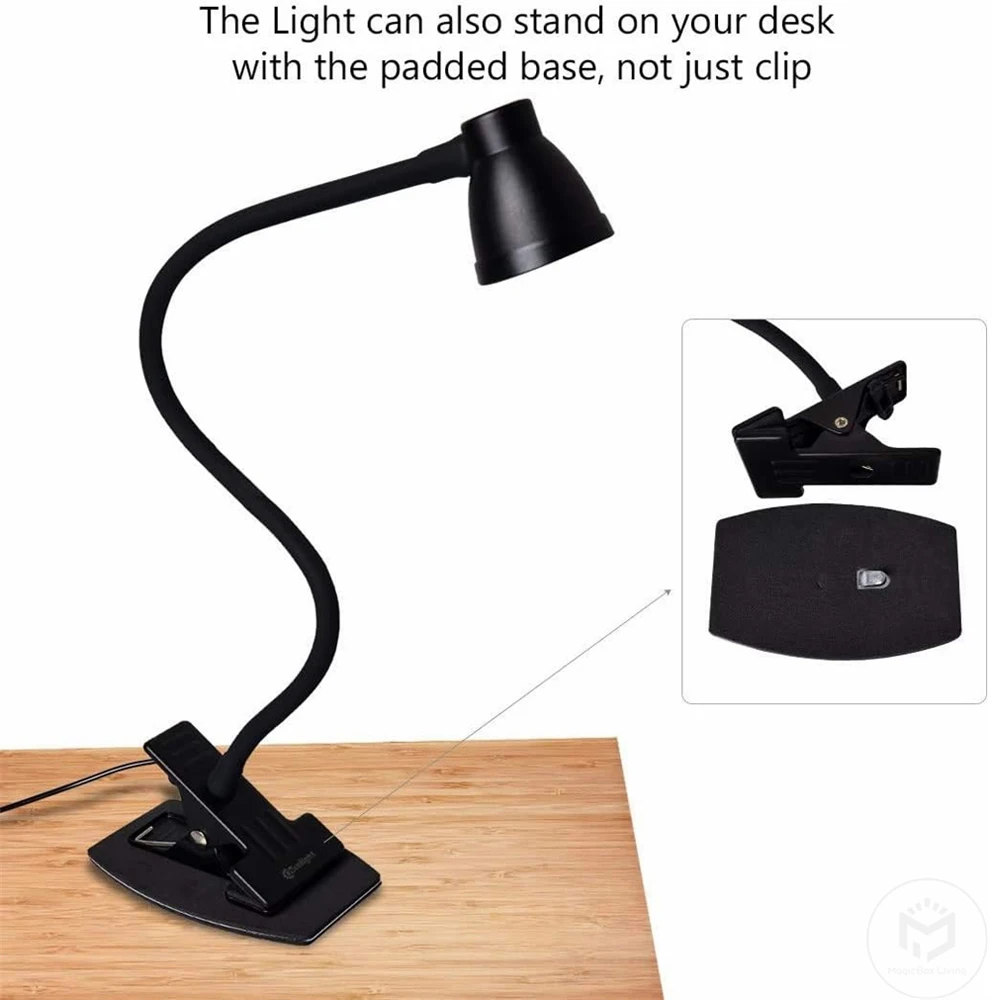 Clamp Desk Lamp Clip on Reading Light Adjustable Color Temperature Book Light Flexible Gooseneck Book Lamp Dimmable Desk Light