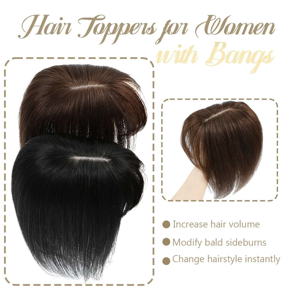 360 ° Abdeckung Haar Topper für Frauen mit dünner werdenden Haar Clip in Extensions Upgrade PU Seide Basis Echthaar Topper 12 Zoll Haarteil – Detail 9