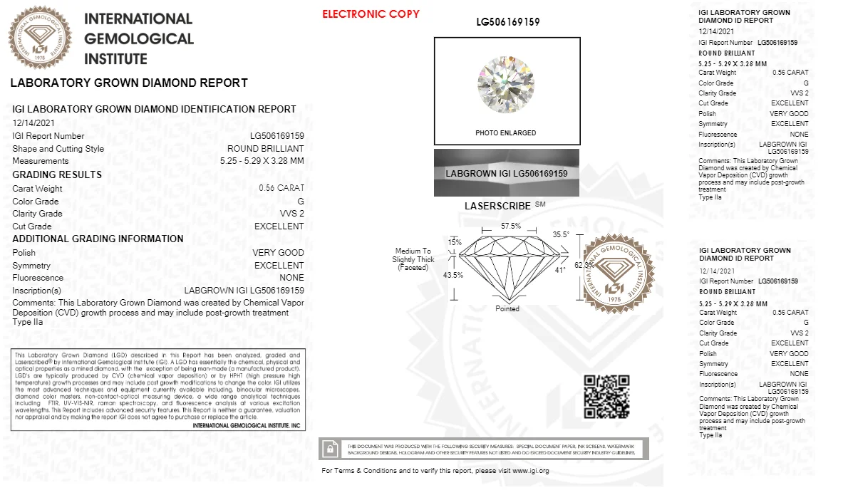 0.56ct G VVS2 Melee Lab Grown Diamond Loose CVD