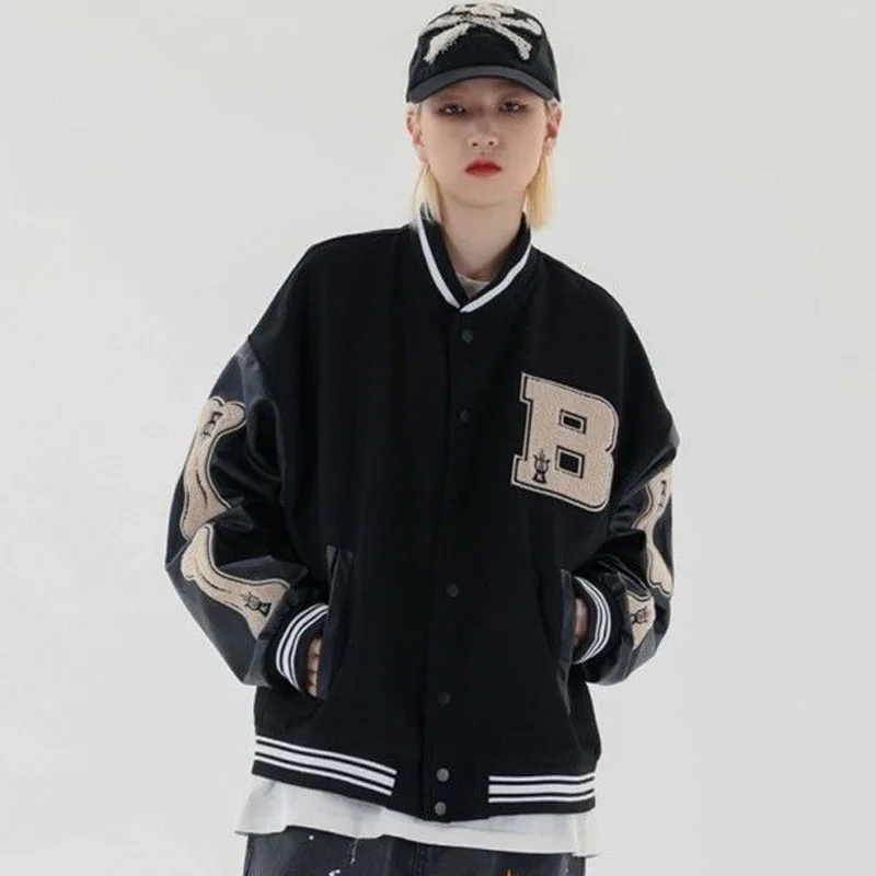 

Vintage Bomber Jacket Mens Women Harajuku Varsity Baseball Leather Jacket Spring College Hip Hop Uniform Oversize Streetwear Y2k