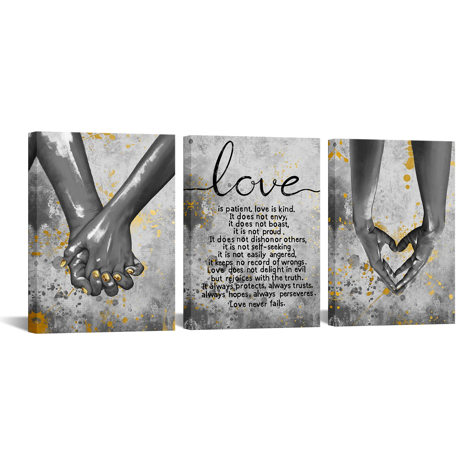 3 Pieces Couple Holding Hands Posters Wall Art Love Print Canvas