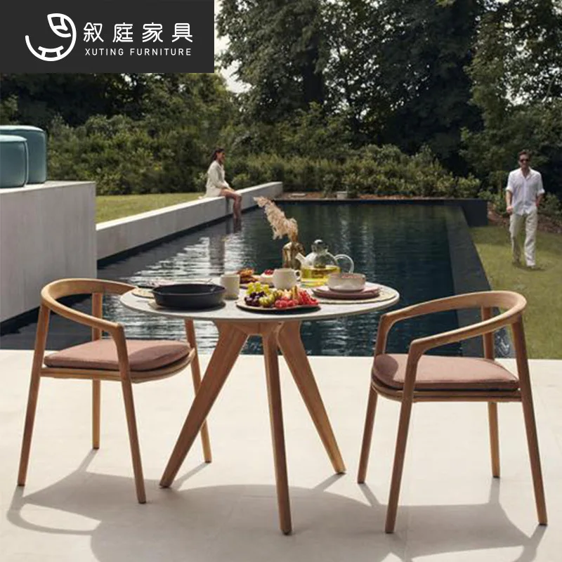 

Outdoor simple leisure tables and chairs courtyard anticorrosive wood garden open-air balcony coffee shop outdoor